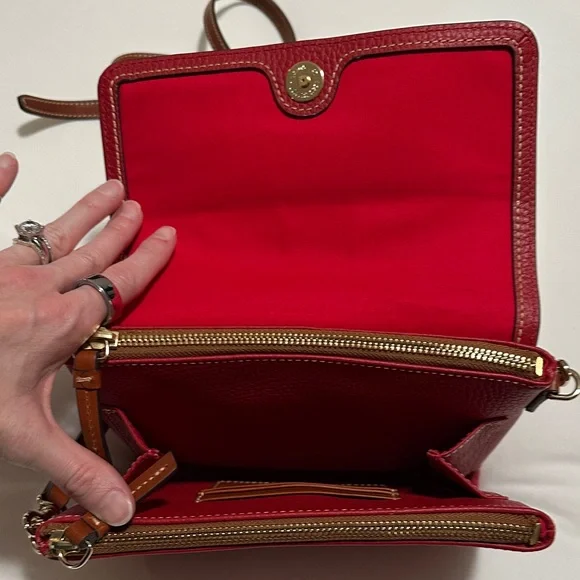 Dooney & Bourke Red and Brown Crossbody Bag - Picture 2 of 6